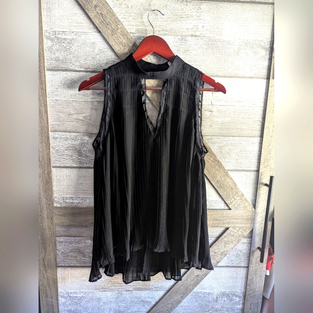 Lush Black Pleated Blouse